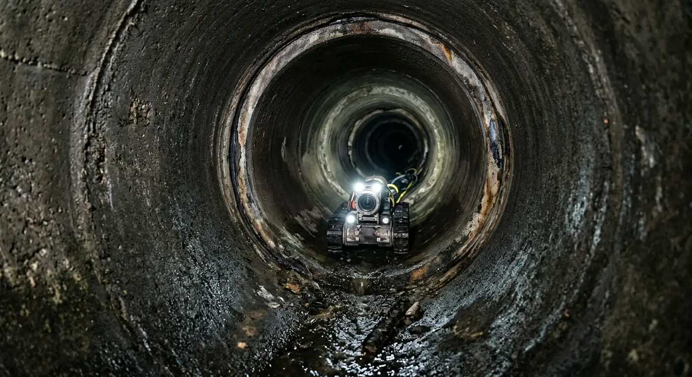 Robotic sewer camera inspecting pipe interior for Drain Snake Service in Petaluma